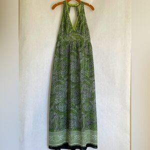 Burning Torch Black/Green Paisley Halter Maxi